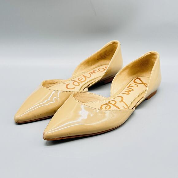 Sam Edelman Shoes Womens 6 Beige Patent Leather D'Orsay Pointed Toe Flats Cutout - Picture 4 of 13